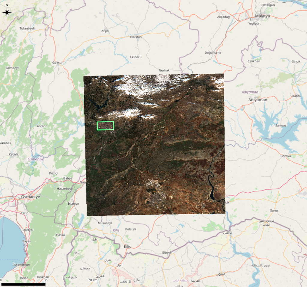Seismes Turquie AOIs ou Automated optical inspection mesurent environ 16 km × 6 km